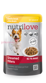 Nutrilove Dušené filetky s delikátním kuřecím v omáčce pro psy 85 g
